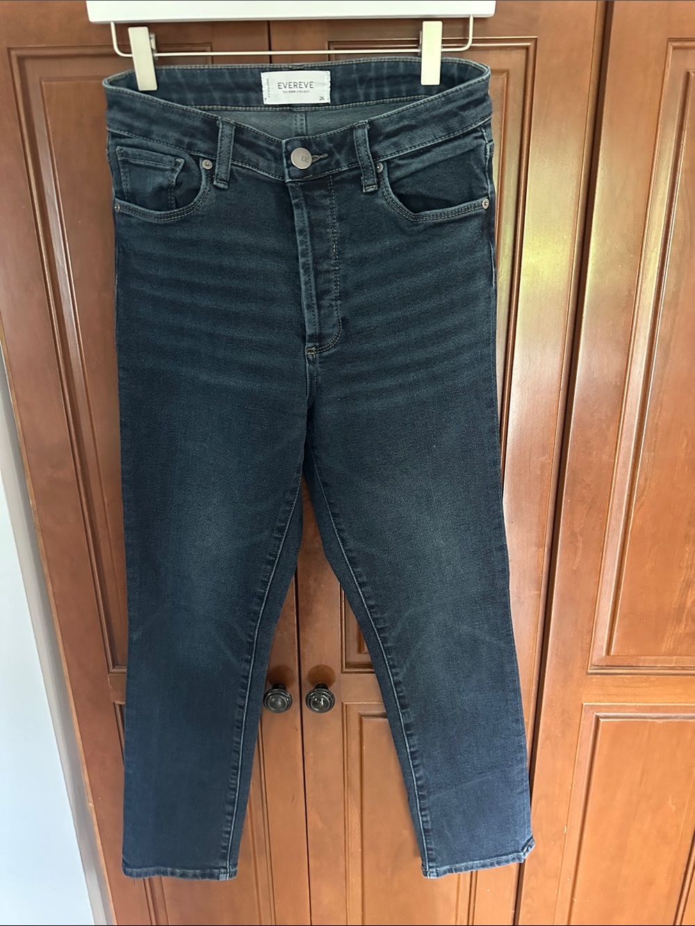 Evereve Dark Blue High-Rise Cropped Jeans